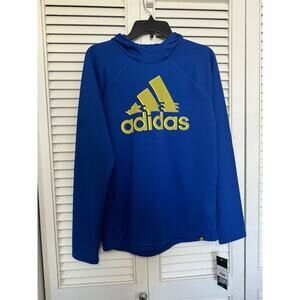 NWT Adidas Lightweight Waffle Hoodie With Center Logo Blue Yellow Boys Sz: XL